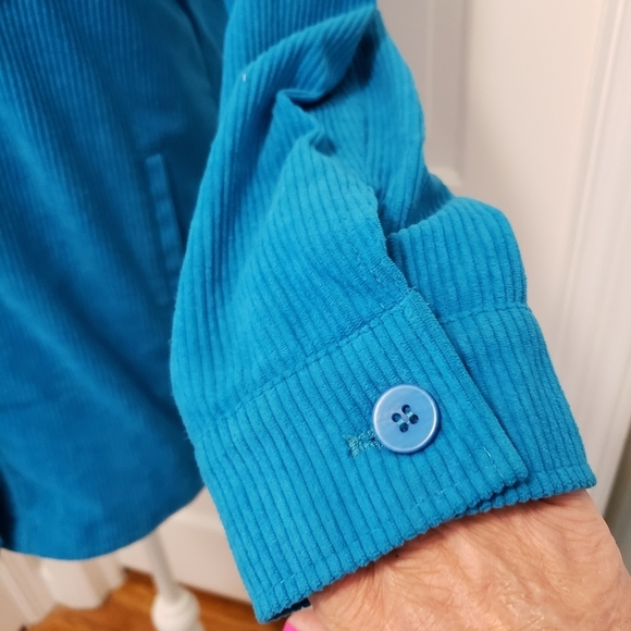 EC Avec Les Filles Bright Blue Wide Rail Corduroy Jacket Size Small, Casual - Picture 7 of 10